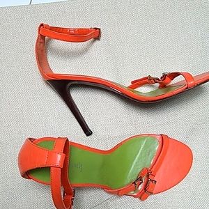 Vibrant Orange Sexy Luichiny Ankle Strap 4 inch Heels